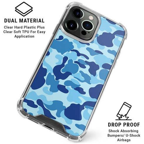 Light Blue Street Camo iPhone 16 Pro Clear Case